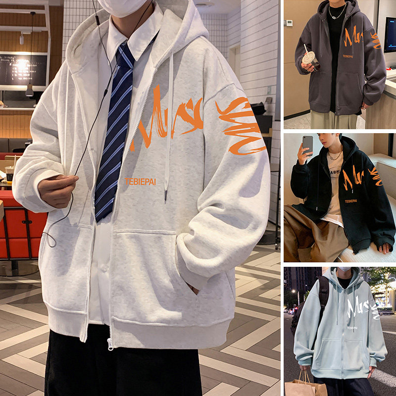 H181常规P70加绒75新品棉60%高品连帽涂鸦卫衣外套男开衫夹克休闲图片
