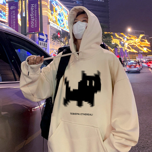 CM081BP60秋冬纯棉连帽卫衣宽松连帽外套oversize卡通潮牌帽衫