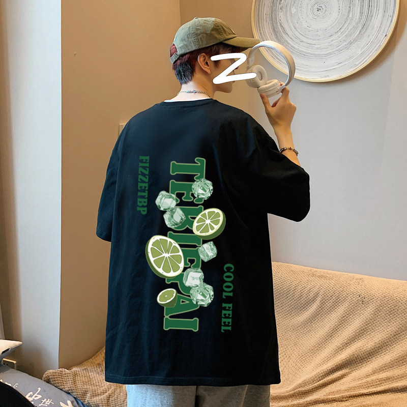 wassupcandy国潮短袖t恤男夏季潮牌宽松青少年纯棉百搭半袖上衣,男装T恤,星座304A-1