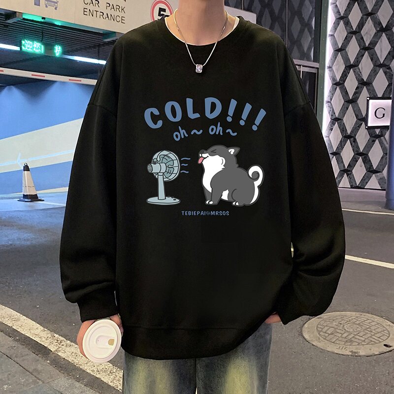 W559P35新品圆领卫衣休闲套头上衣ins港风卡通宽松潮牌男装图片