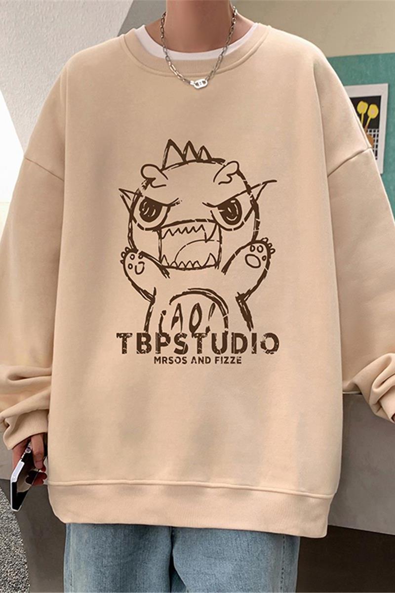 W552加绒P45新品加厚圆领卫衣内搭慵懒风卡通套头打底衫,男装卫衣,星座304A-1