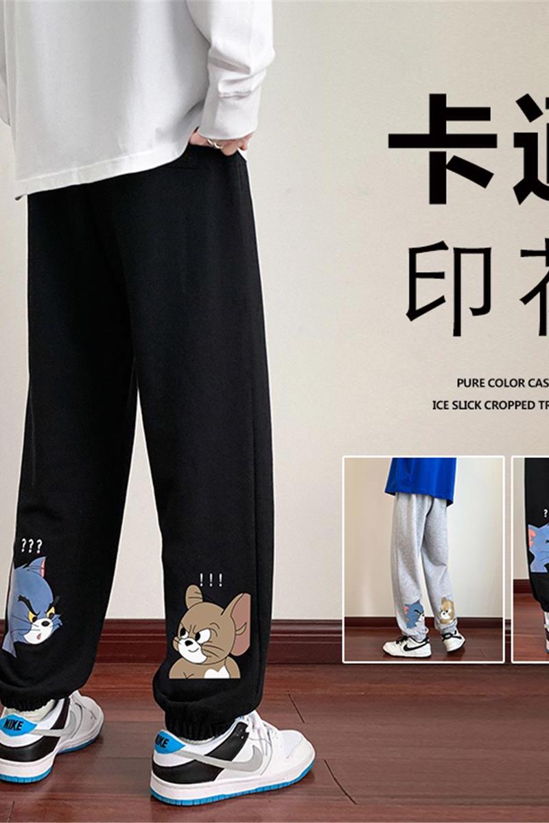 KB11P45加绒55新品宽松cityboy动漫卡通印花长裤男运动休闲美式卫,男装休闲裤,星座304A-1