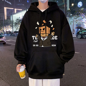 CM082BP60秋冬纯棉重磅连帽卫衣宽松长袖帽衫服纸袋熊港风外套图片