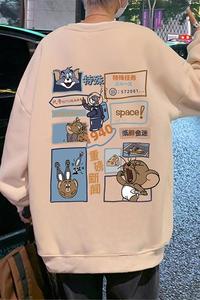 W391P35加绒45新品圆领卫衣休闲卡通加绒套头oversize外套图片