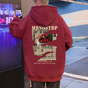 CM03AP60加绒65秋冬卫衣重磅纯棉复古玫瑰纯棉帽衫港风长袖外套图片