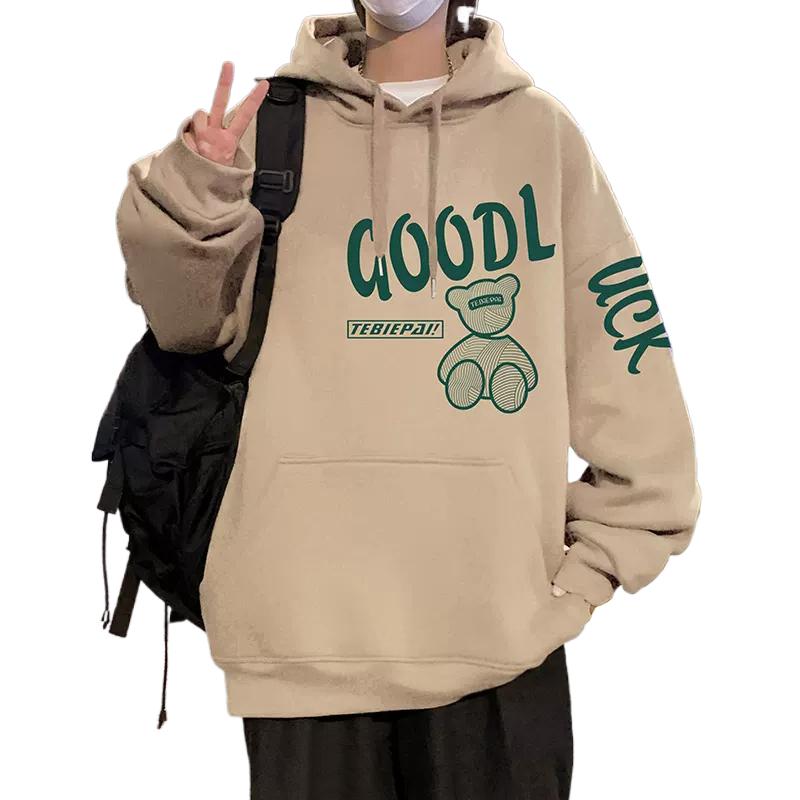 M018常规AP60加绒65秋冬宽松连帽卫衣帽衫港风潮小熊外套,男装卫衣,星座304A-1