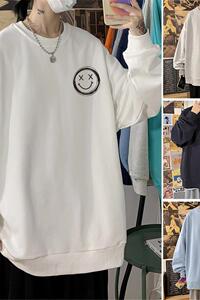 304A-1-W319P35新品卫衣男女同款ins潮牌春秋季笑脸长袖打底休闲图片