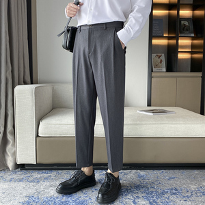 新款男裤小西裤弹力垂感高品质潮流XZ304B-2-KZ513A图片