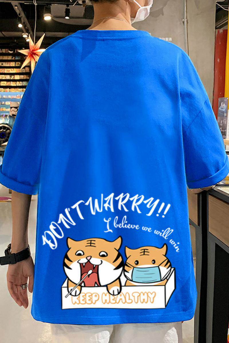 XZ304A-1-T619BP26夏季短袖T恤男老虎印花打底小众纯棉宽松体恤,男装T恤,星座304A-1