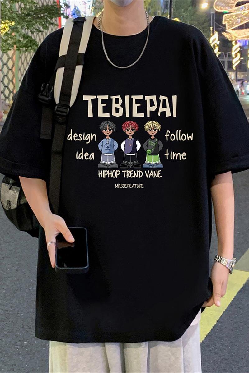 T789P26纯棉宽松短袖T恤休闲潮牌上衣oversize大码百搭体恤衫,男装T恤,星座304A-1