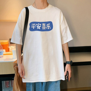 XZ304A-T602P26新品港风潮小众印花宽松美式潮牌纯棉T恤薄图片