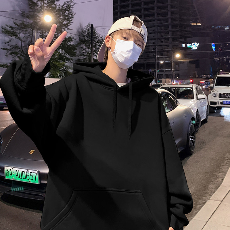 CM001BP55加绒60秋冬纯棉春卫衣纯色重磅宽松外套潮牌情侣连帽衫,男装卫衣,星座304A-1