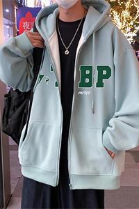 H177P70加绒75新品卫衣含棉66%休闲衣服男装连帽拉链开衫图片