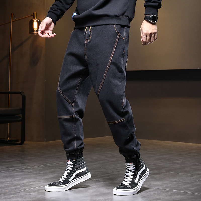 XZ304B-2-KZ2039BP65秋冬冬季宽松辑黄色明线大码哈伦牛仔裤休闲,男装牛仔裤,星座304A-1