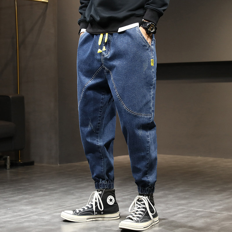 XZ304B-2-K2029BP60秋季松紧腰束脚宽松哈伦裤牛仔裤休闲大码,男装牛仔裤,星座304A-1