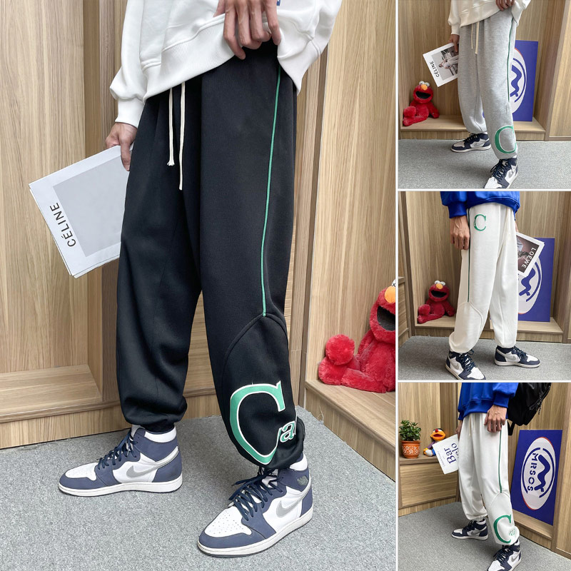 K873BP48秋冬运动卫裤男宽松潮牌vibe风工装阔腿束脚百搭长裤子,男装休闲裤,星座304A-1
