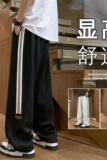 K903P48新品贴标条纹运动裤子男美式高街休闲潮牌直筒宽松长裤，男装休闲裤，星座304A-1