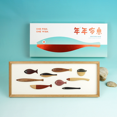 堂上燕年年有鱼装饰挂画礼盒乔迁生日礼物伴手礼客厅书房木质摆件
