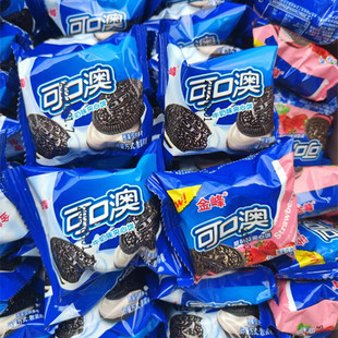 金峰可口澳草莓味夹心饼干 5斤整箱单独小包装散装称重休闲小零食