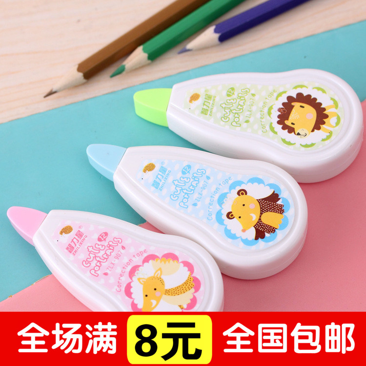 韩版卡通学生涂改带 可爱/糖果色/简易学生文具修正带改正带批发