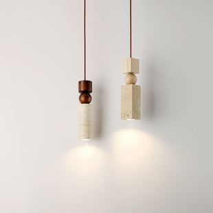 日式侘寂风卧室床头吊灯法式中古酒店民宿氛围创意个性黄洞石灯具