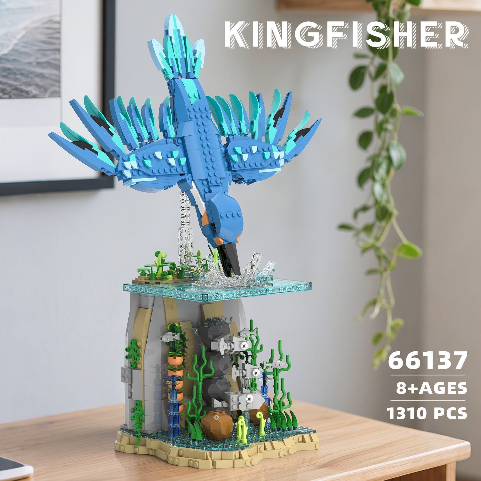 砖悦66137大自然生态动物系列翠鸟场景拼装diy小颗粒积木玩具模型