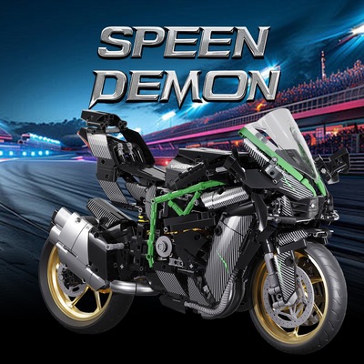 LERU科技系列T2507宝马R1000川崎摩托机车拼装小颗粒积木玩具模型