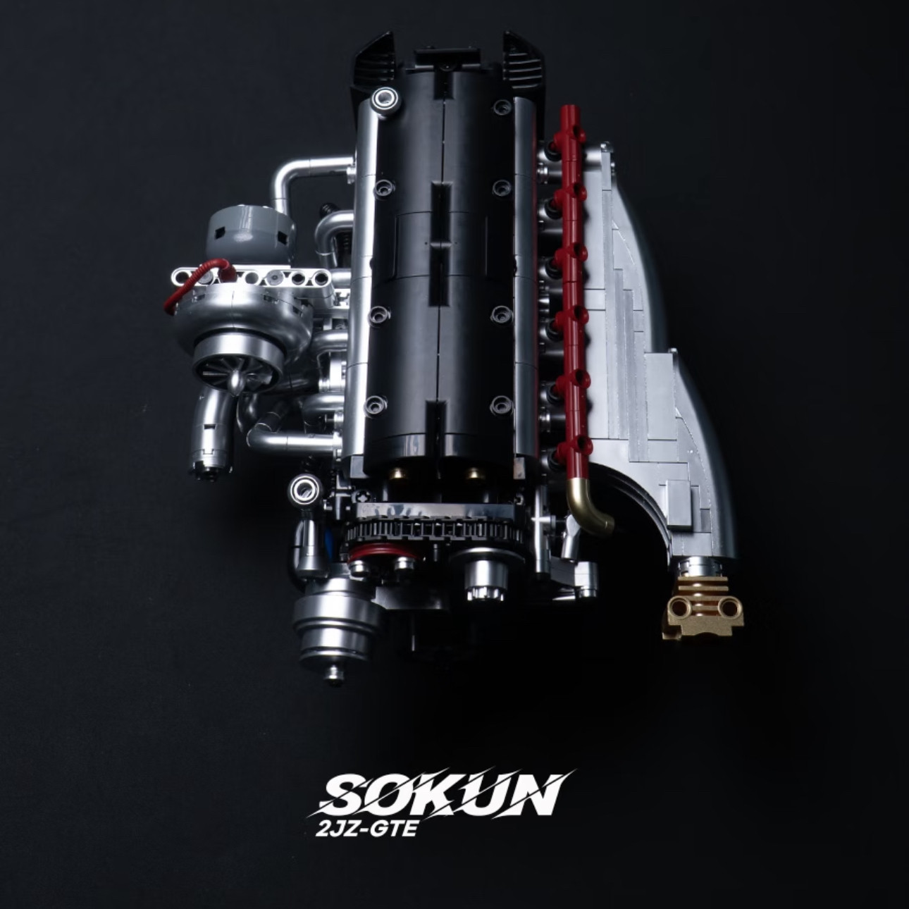 品铂PB8814速魂sokun系列仿真丰田2JZ引擎发动机拼装积木玩具模型