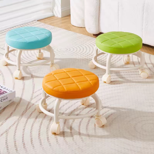 小凳子滑轮小凳子家用塑料矮凳可移动板凳静音轮拆快递带娃修脚凳