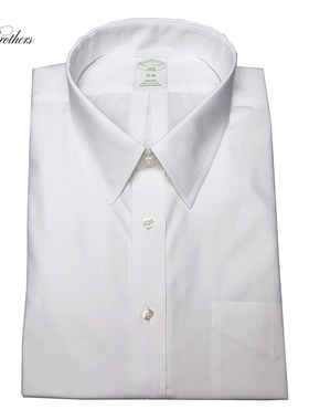 Slim白色蓝色免烫衬衫BrooksBrothers布克兄弟修身纯棉长袖商务