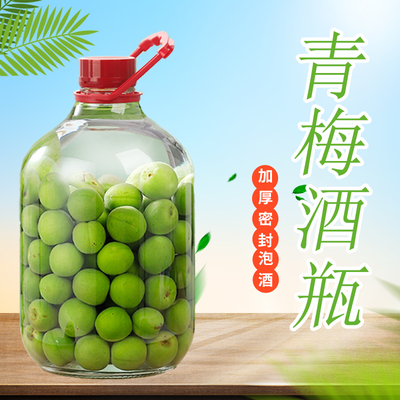 青梅泡酒瓶专用玻璃瓶加厚葡萄酒瓶子容器自酿泡酒罐密封提手瓶子