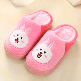 冬季可爱卡通棉拖鞋女童居家保暖防滑毛绒拖鞋男童厚底儿童棉鞋