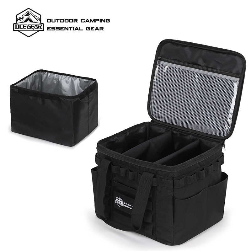 OUTDOOR CAMPING EQUIPMENT STORAGE BAG PORTABLE FOLDABLE LAMPS STOVE GAS TANK PICNIC TABLEWARE BAG TWO-IN-ONE ICE BAG