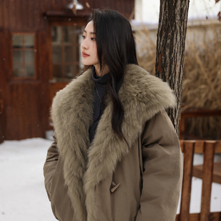 气质大女主毛领款 配可拆真狐狸毛领 722鹅 羽绒服外套 漫步茶茶