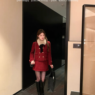 配可拆卸真毛领 美姿 半身裙套装 1350 小香风羽绒服外套 MEI