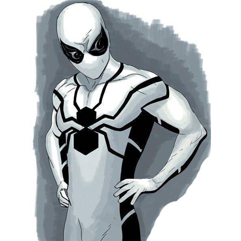 定制 未来基金蜘蛛侠黑白空间连体PU皮拼接紧身衣表演服装