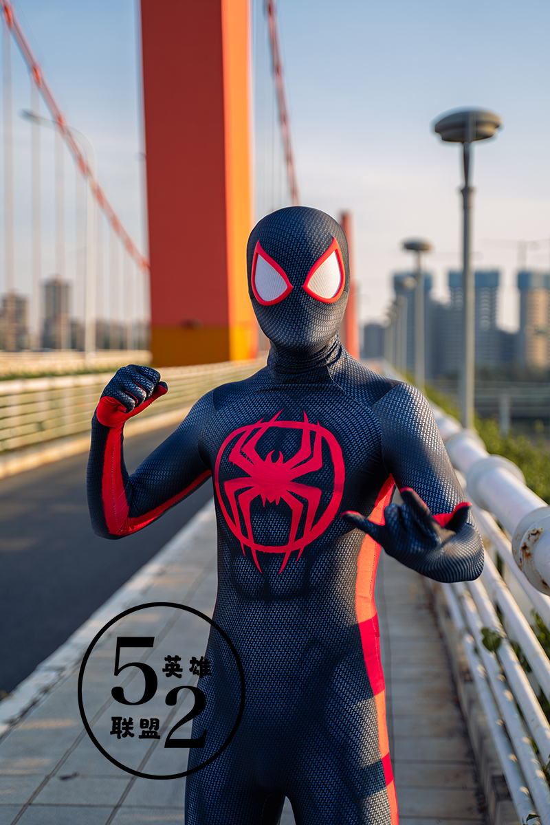 52英雄联盟  蜘蛛侠纵横宇宙战衣 迈尔斯 弹力莱卡印花紧身衣包邮