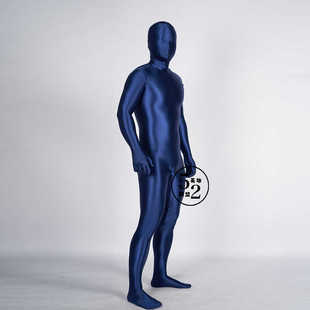 52英雄联盟深蓝氨纶油光布连体全包紧身衣超薄丝滑zentai定制包邮