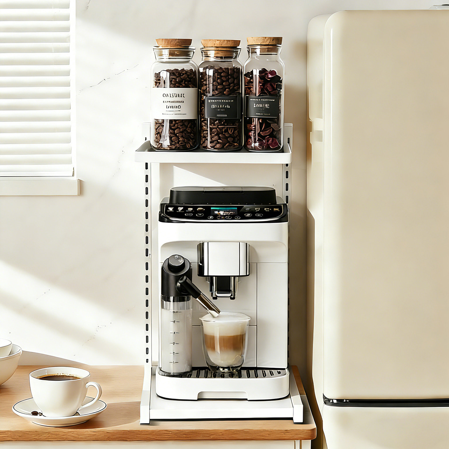 咖啡机置物架高窄小尺寸双层桌面增高养水壶置物架咖啡工具收纳架