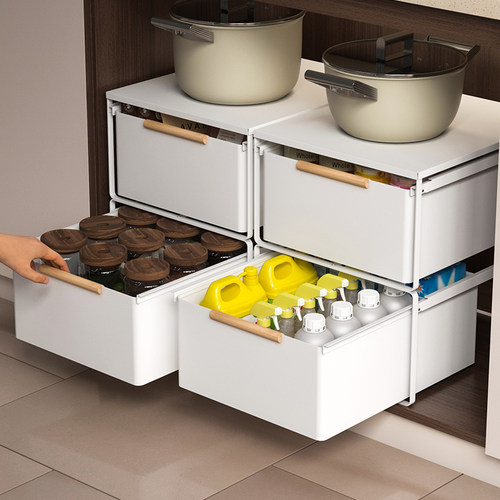 下水槽置物架抽拉式双层厨房拉篮