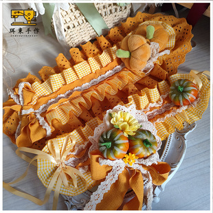 珥东手作洛丽塔发饰山野里的秋收小物橘色Lolita南瓜元素发带花丸