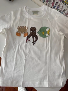 春夏新品 男女童宝宝彩色卡通海底动物满印花短袖T恤