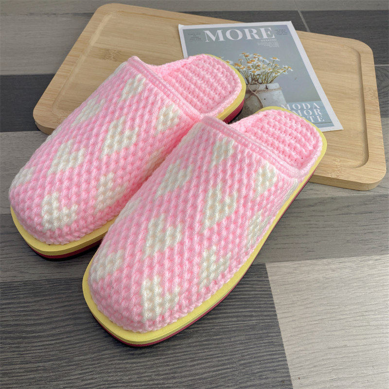 防滑拖鞋手工勾织毛线拖鞋纯手工婚嫁鞋情侣拖鞋手工毛线鞋成品鞋