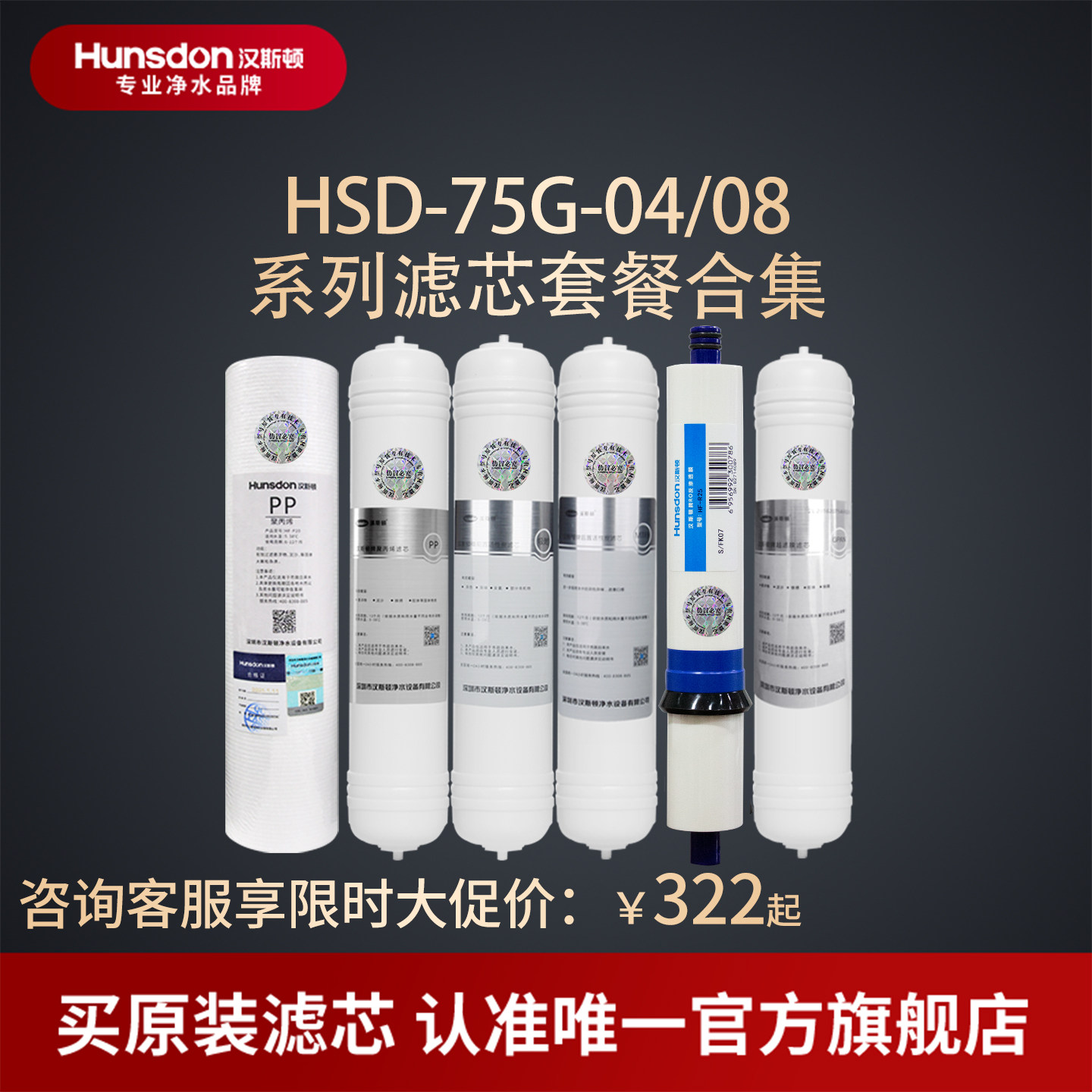 汉斯顿净水器滤芯原厂原装正品HSD-75G-04/08滤芯套餐合集