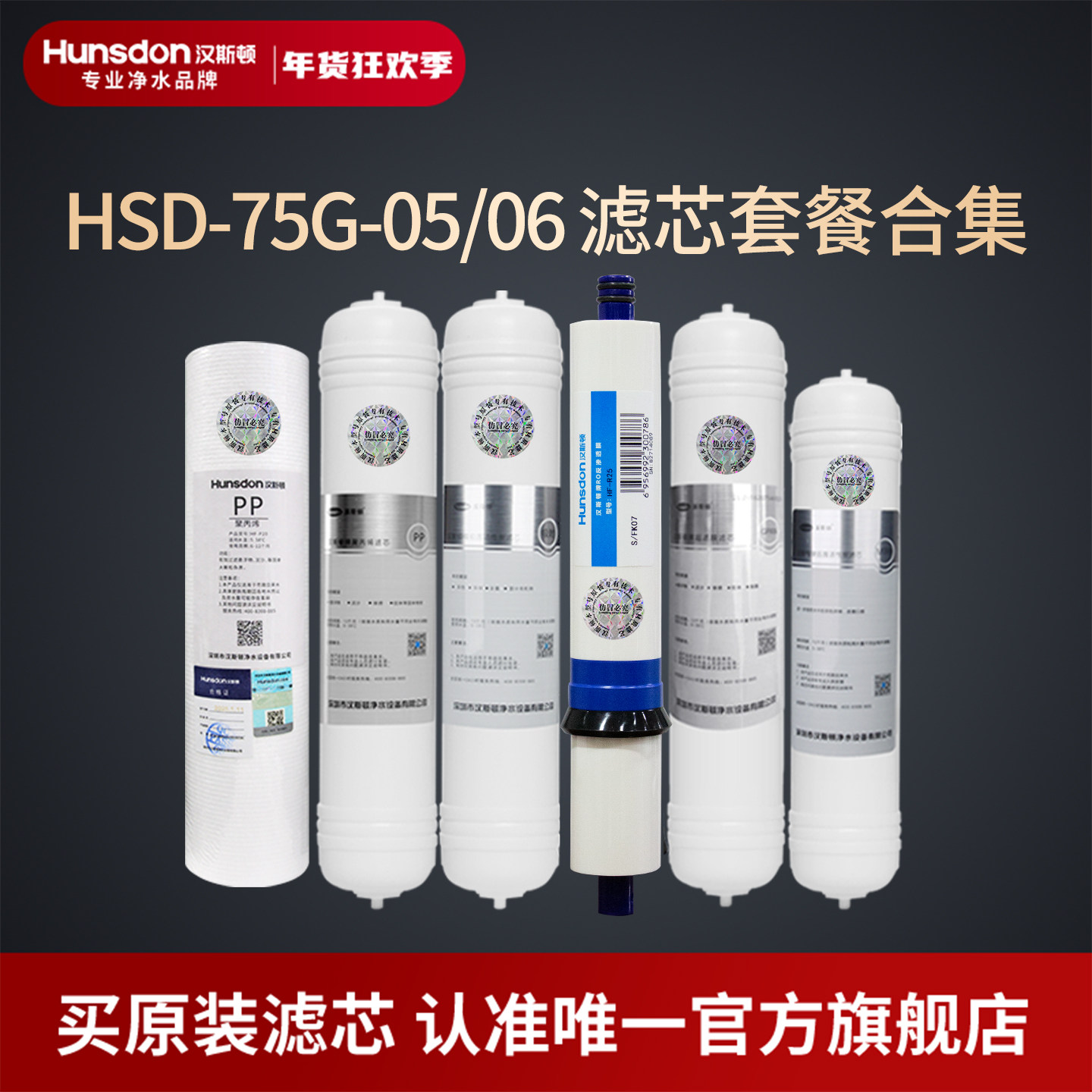 汉斯顿净水器滤芯原厂原装正品HSD-75G-05/06全套滤芯套餐