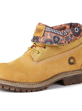 akademiks马丁靴男中帮大黄翻靴真皮固特异英伦风2022新款