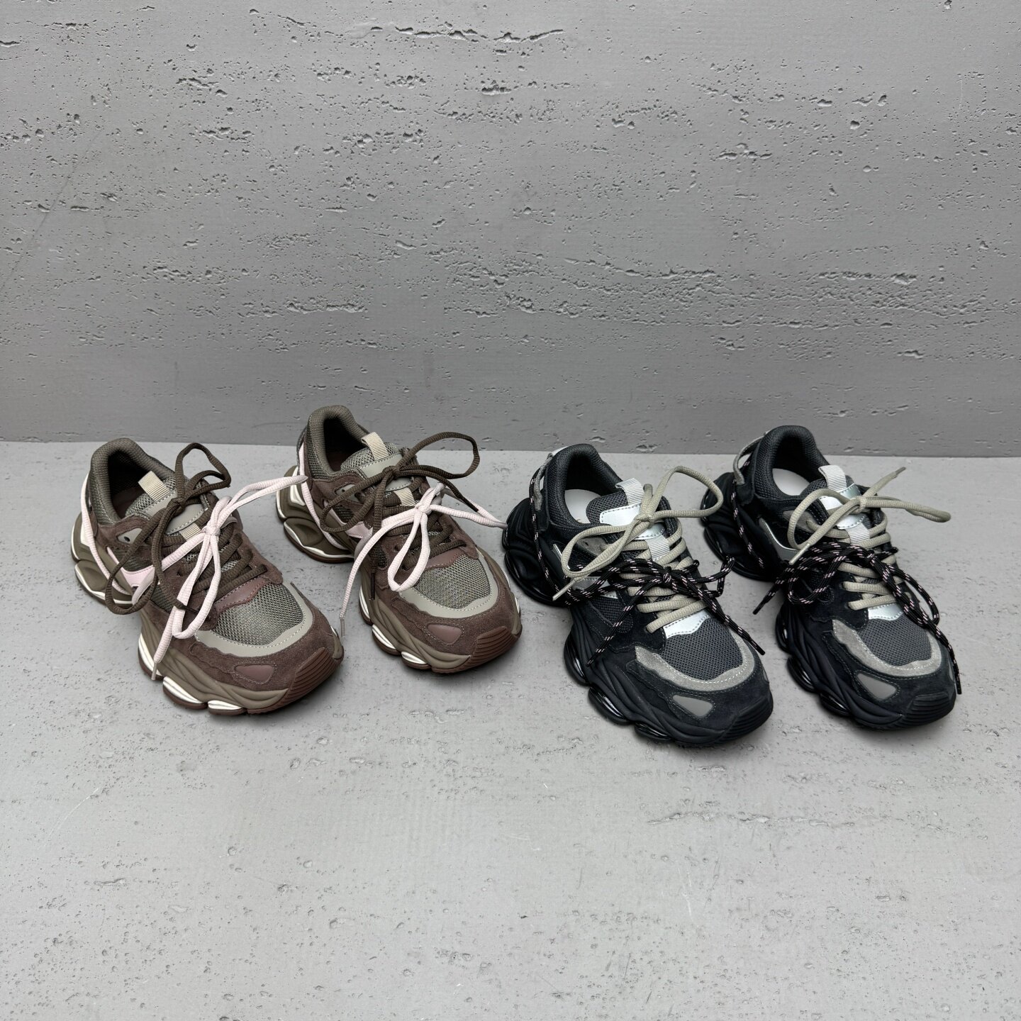 秋新松糕厚底系带拼色女鞋老爹鞋