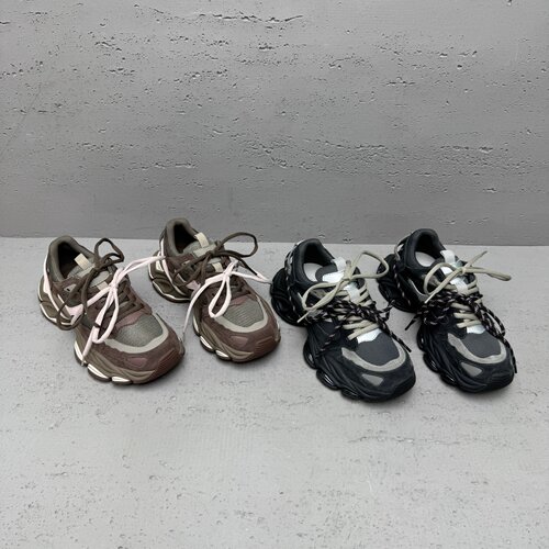 秋新松糕厚底系带拼色女鞋老爹鞋