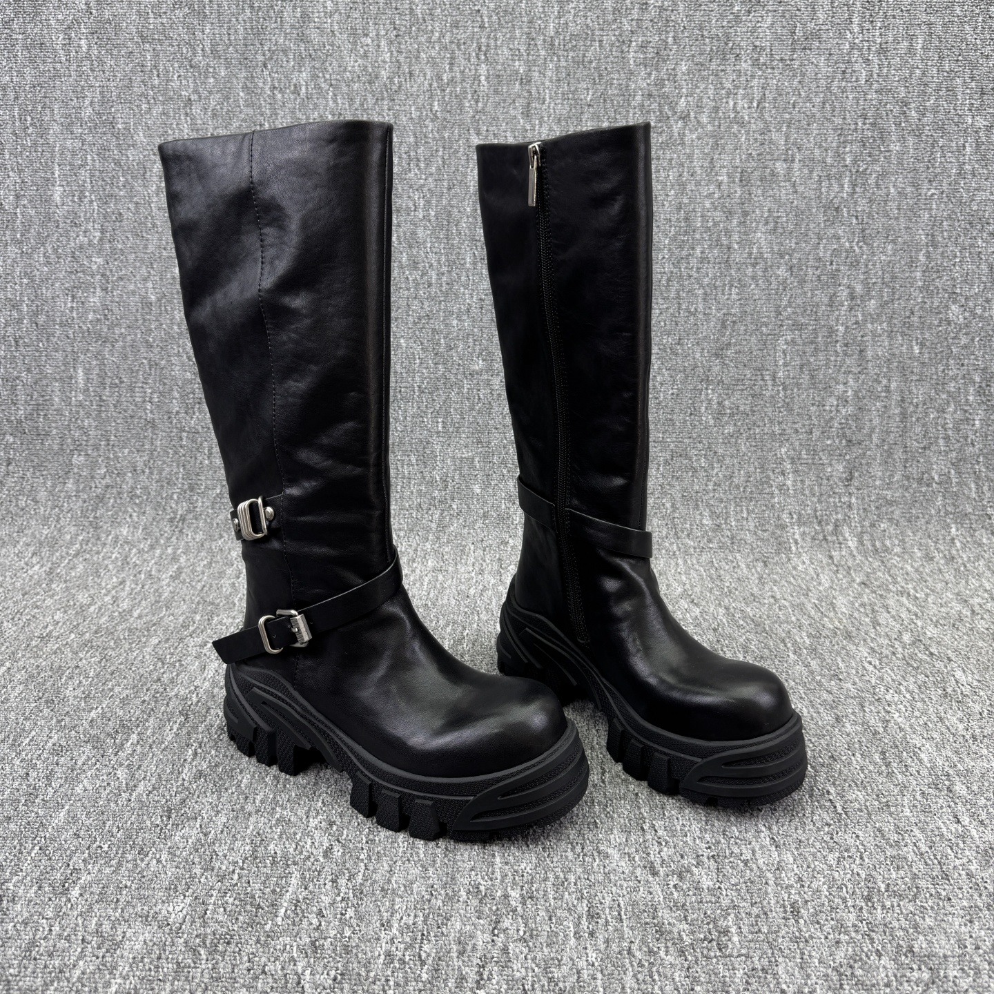 乐魔高筒增高松糕底骑士靴女鞋