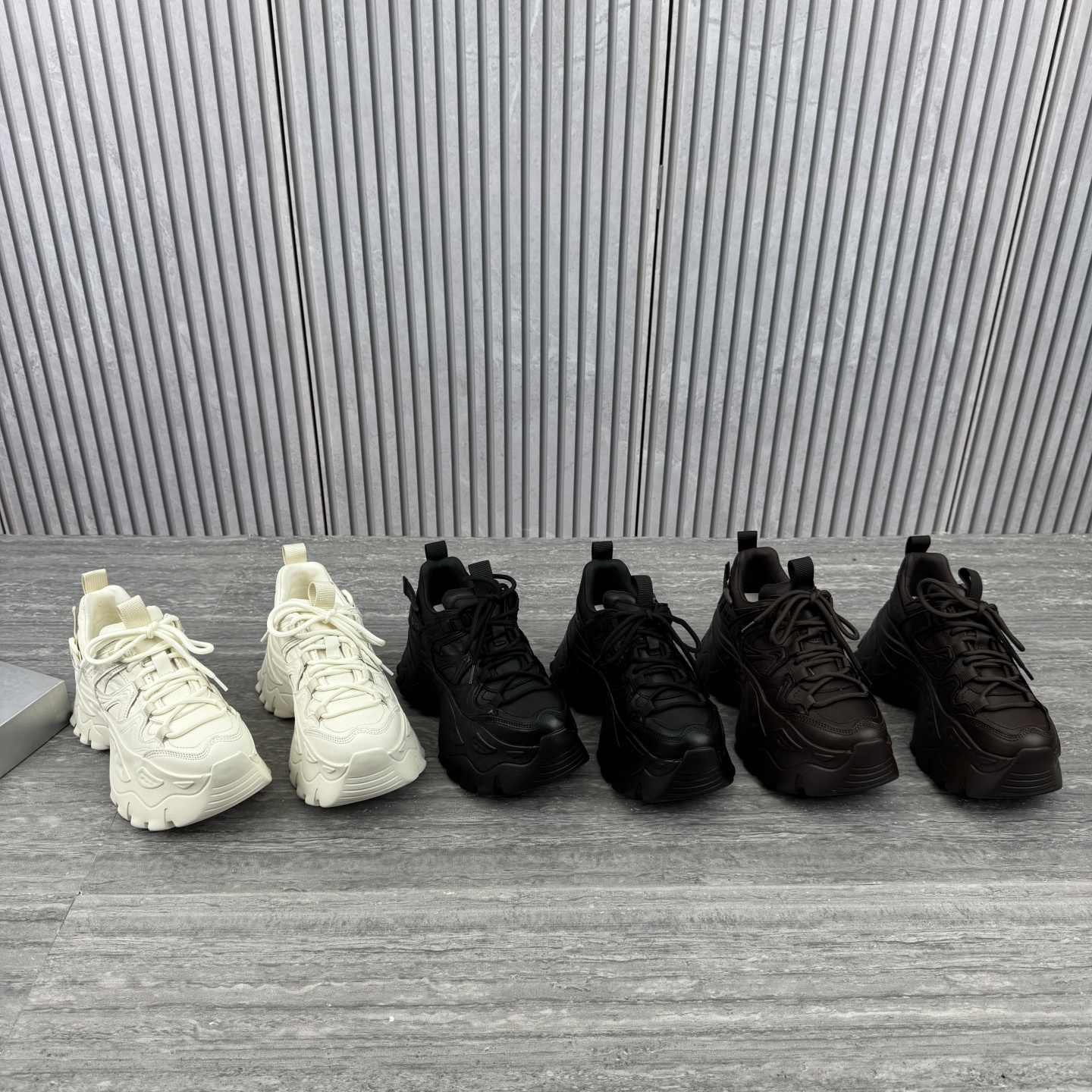 老爹鞋系带真皮高跟增高松糕鞋女